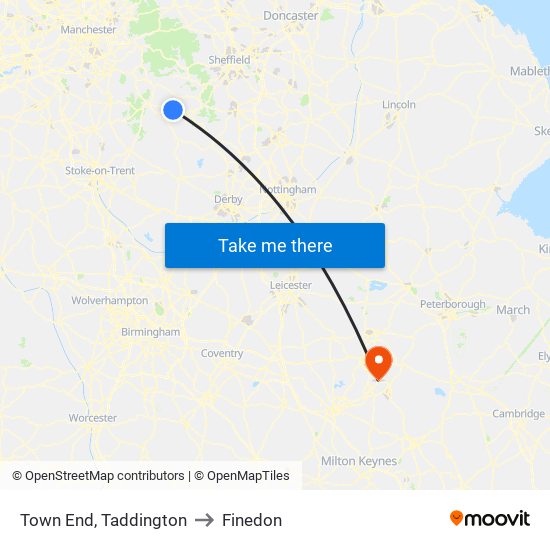 Town End, Taddington to Finedon map