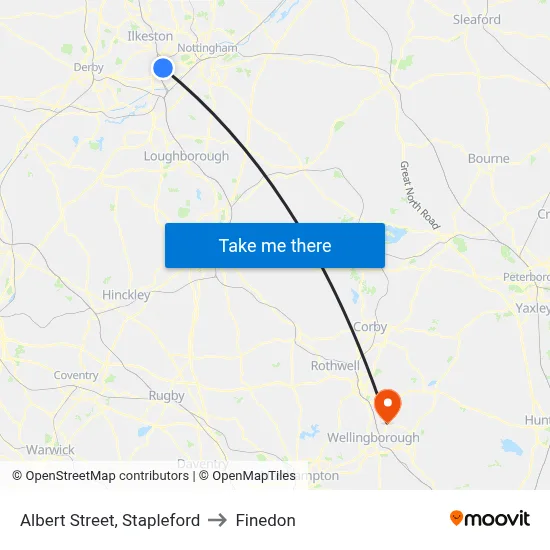 Albert Street, Stapleford to Finedon map