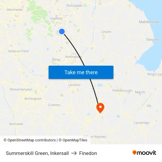 Summerskill Green, Inkersall to Finedon map