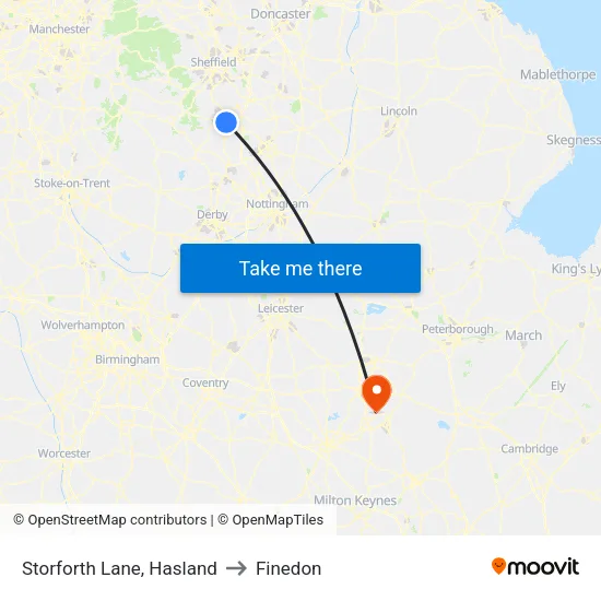 Storforth Lane, Hasland to Finedon map
