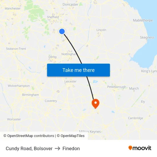 Cundy Road, Bolsover to Finedon map