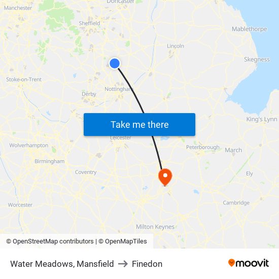 Water Meadows, Mansfield to Finedon map