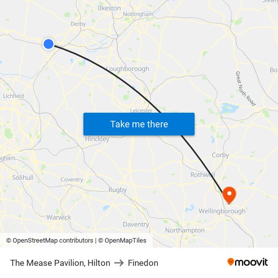 The Mease Pavilion, Hilton to Finedon map