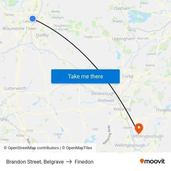 Brandon Street, Belgrave to Finedon map