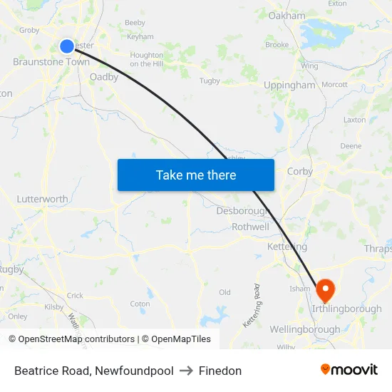 Beatrice Road, Newfoundpool to Finedon map
