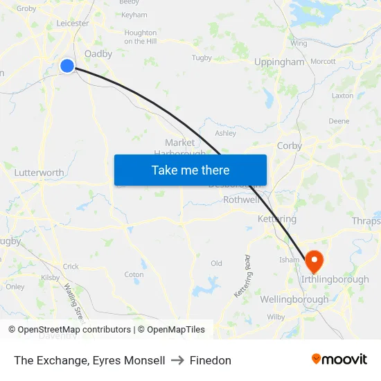 The Exchange, Eyres Monsell to Finedon map