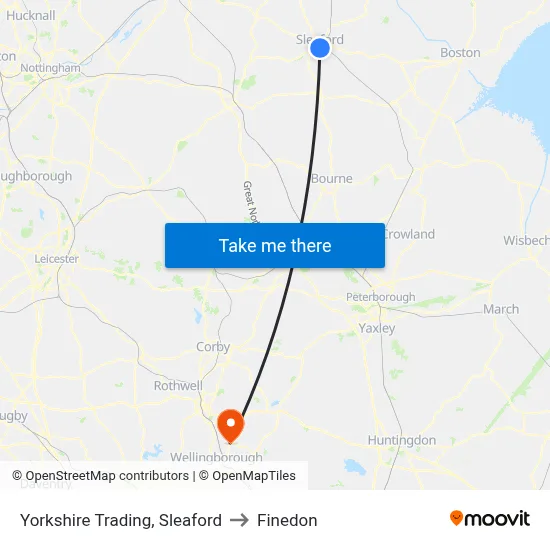 Yorkshire Trading, Sleaford to Finedon map