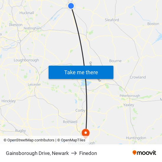 Gainsborough Drive, Newark to Finedon map