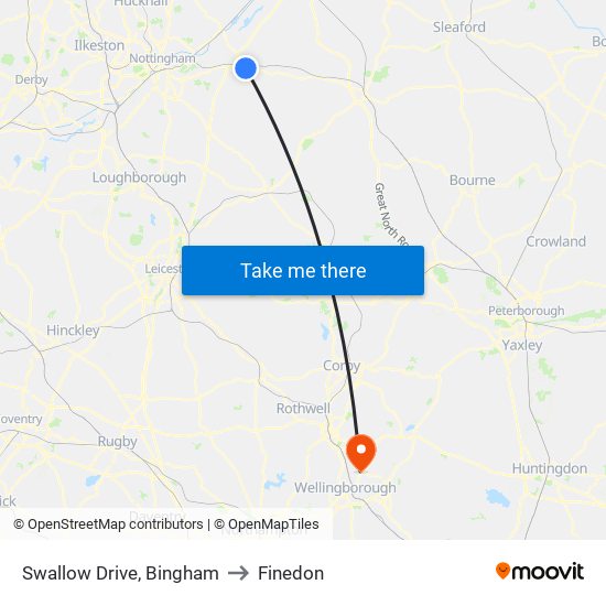 Swallow Drive, Bingham to Finedon map