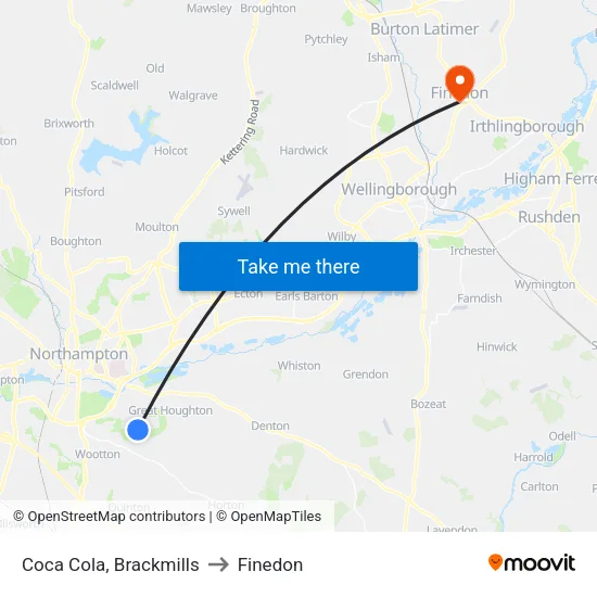 Coca Cola, Brackmills to Finedon map
