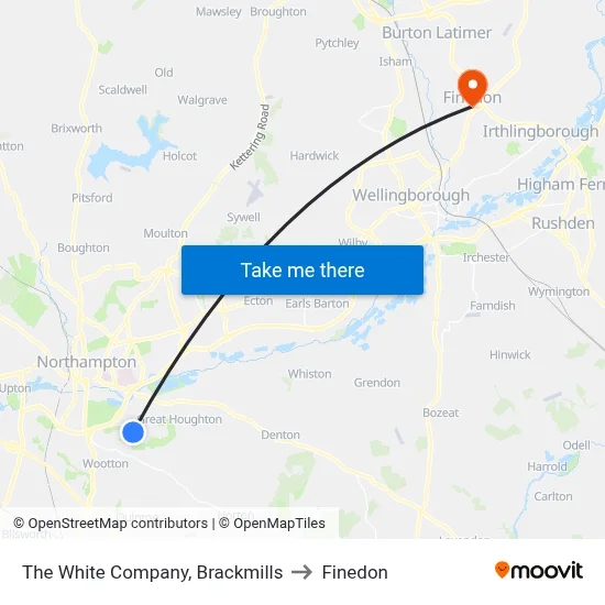 The White Company, Brackmills to Finedon map