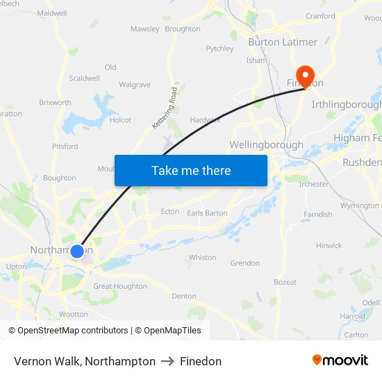Vernon Walk, Northampton to Finedon map