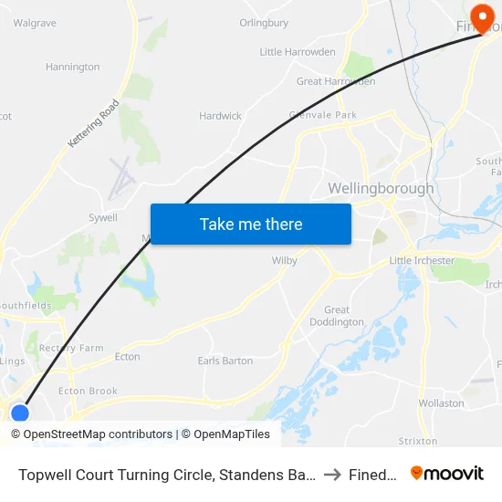 Topwell Court Turning Circle, Standens Barn to Finedon map