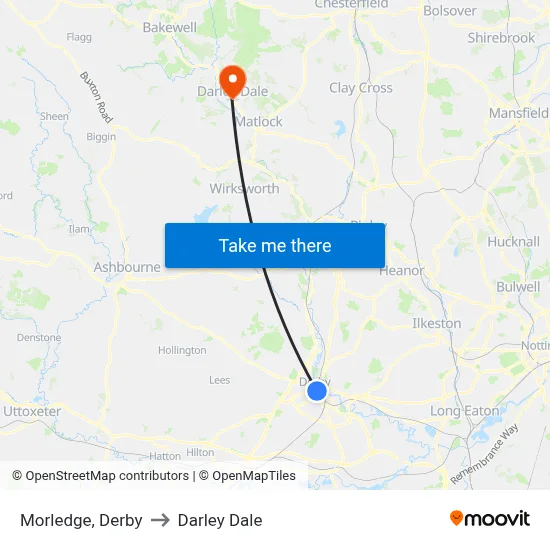 Morledge, Derby to Darley Dale map