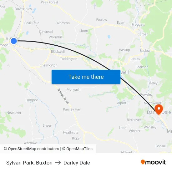 Sylvan Park, Buxton to Darley Dale map