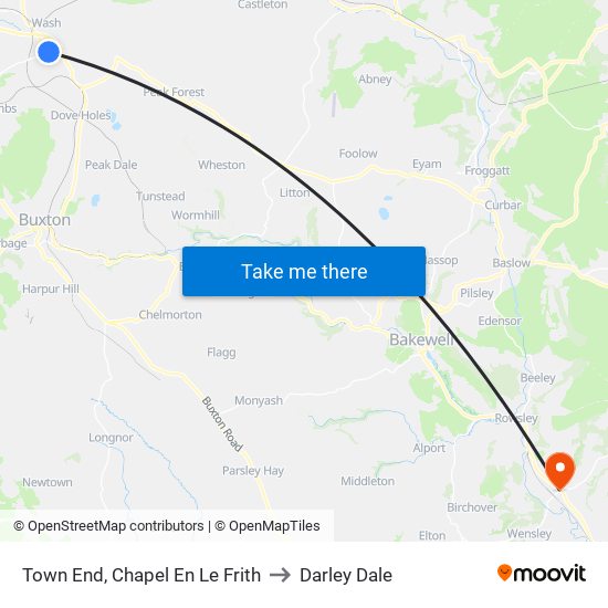 Town End, Chapel En Le Frith to Darley Dale map