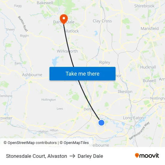 Stonesdale Court, Alvaston to Darley Dale map