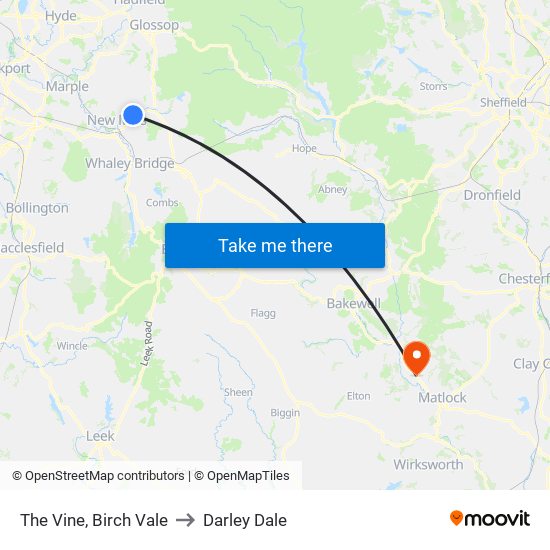 The Vine, Birch Vale to Darley Dale map