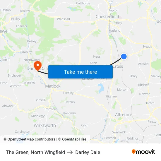 The Green, North Wingfield to Darley Dale map