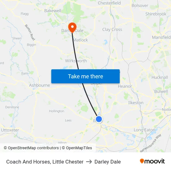 Coach And Horses, Little Chester to Darley Dale map