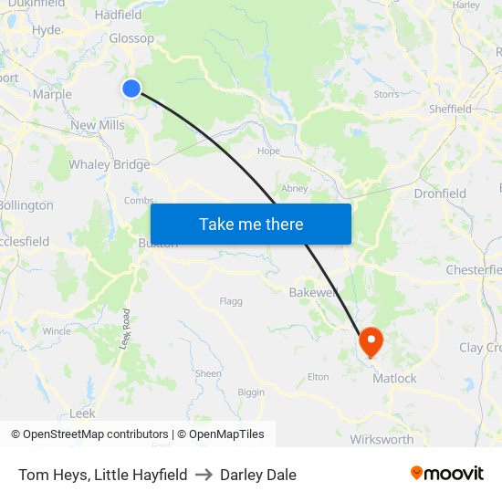 Tom Heys, Little Hayfield to Darley Dale map