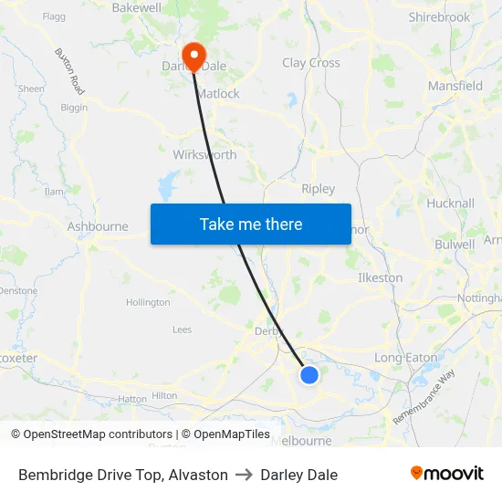 Bembridge Drive Top, Alvaston to Darley Dale map