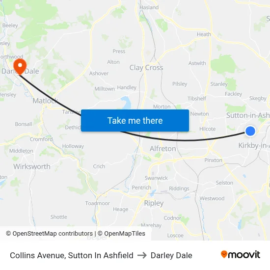 Collins Avenue, Sutton In Ashfield to Darley Dale map