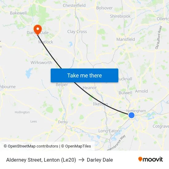 Alderney Street, Lenton (Le20) to Darley Dale map