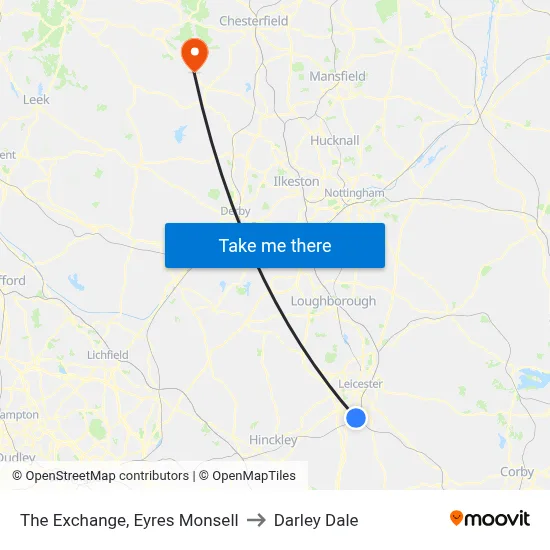 The Exchange, Eyres Monsell to Darley Dale map