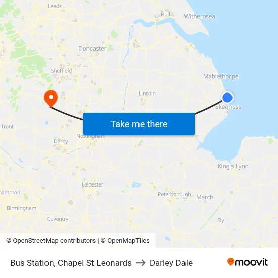 Bus Station, Chapel St Leonards to Darley Dale map