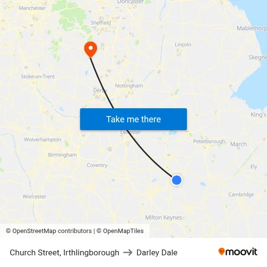 Church Street, Irthlingborough to Darley Dale map