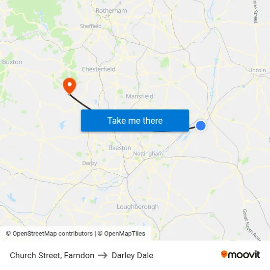 Church Street, Farndon to Darley Dale map