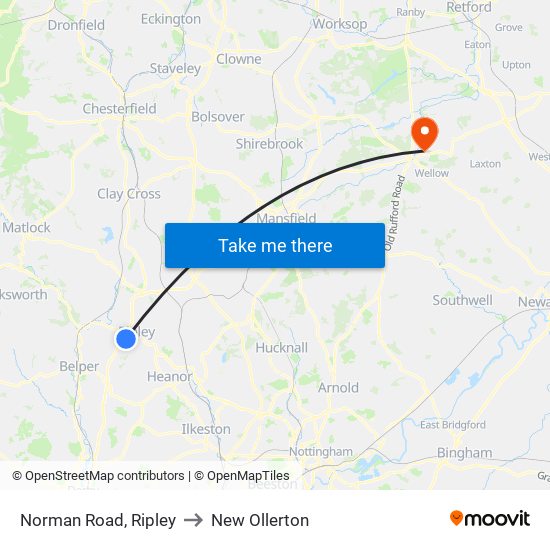 Norman Road, Ripley to New Ollerton map