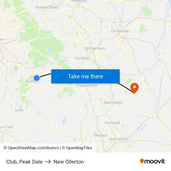 Club, Peak Dale to New Ollerton map
