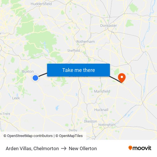 Arden Villas, Chelmorton to New Ollerton map