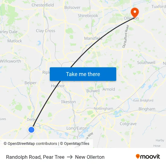 Randolph Road, Pear Tree to New Ollerton map