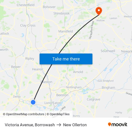 Victoria Avenue, Borrowash to New Ollerton map