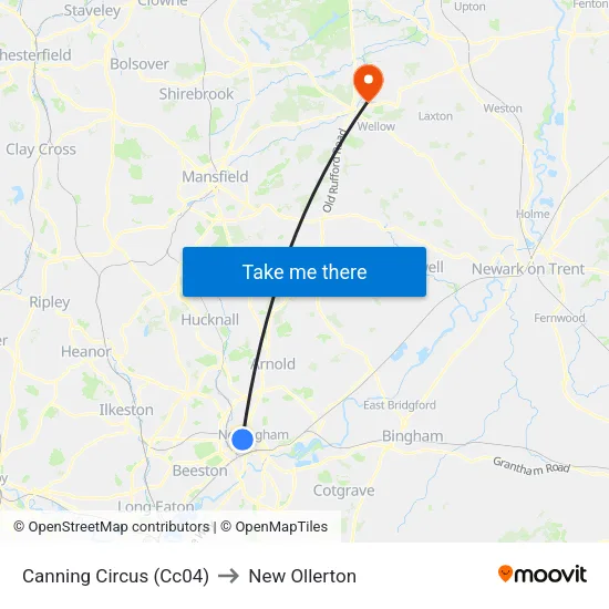 Canning Circus (Cc04) to New Ollerton map
