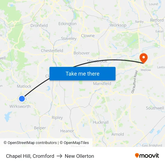 Chapel Hill, Cromford to New Ollerton map