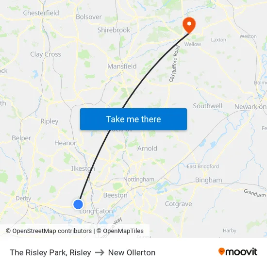 The Risley Park, Risley to New Ollerton map