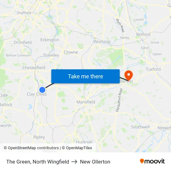 The Green, North Wingfield to New Ollerton map