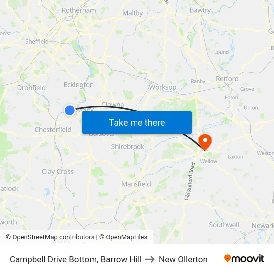 Campbell Drive Bottom, Barrow Hill to New Ollerton map