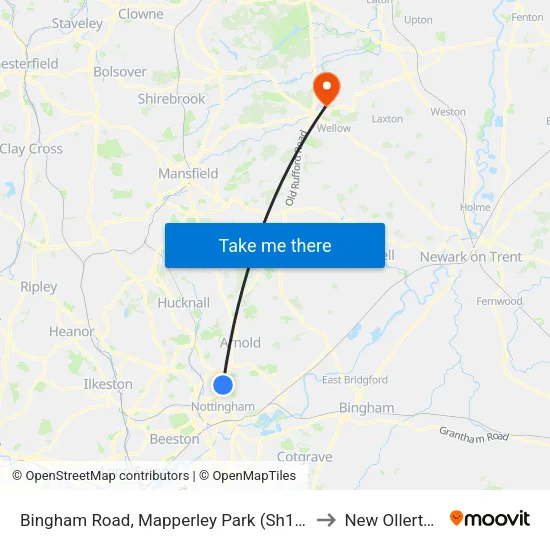 Bingham Road, Mapperley Park (Sh16) to New Ollerton map