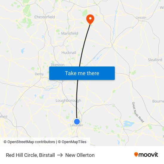 Red Hill Circle, Birstall to New Ollerton map