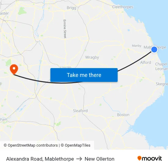 Alexandra Road, Mablethorpe to New Ollerton map
