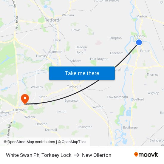 White Swan Ph, Torksey Lock to New Ollerton map