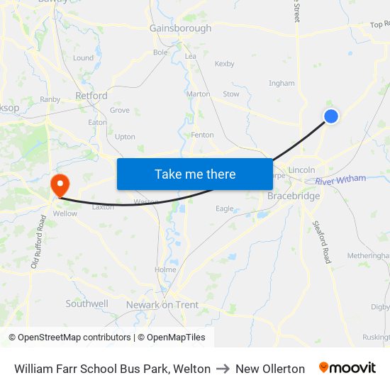 William Farr School Bus Park, Welton to New Ollerton map