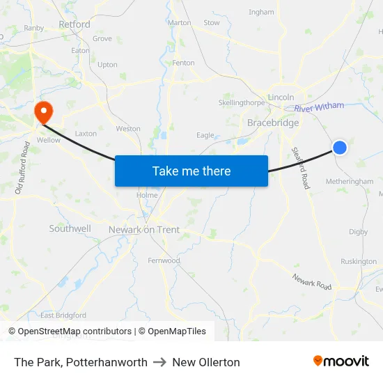 The Park, Potterhanworth to New Ollerton map