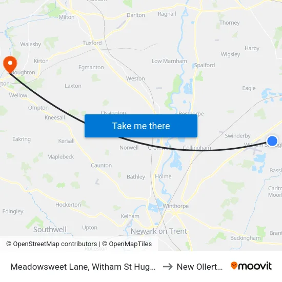 Meadowsweet Lane, Witham St Hughs to New Ollerton map