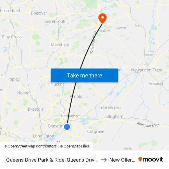 Queens Drive Park & Ride, Queens Drive (Li10) to New Ollerton map